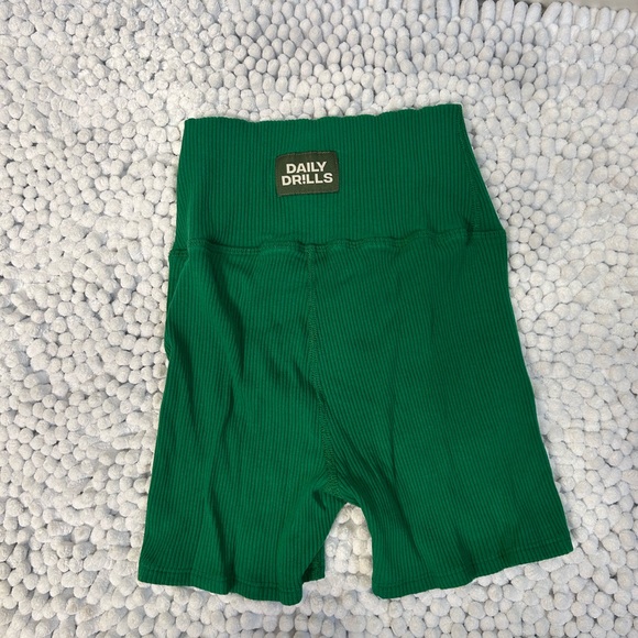 Daily Drills Pants - Daily Drills Green Ribbed Bike Shorts